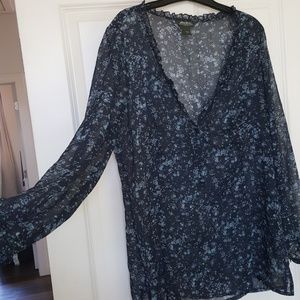 Sheer blue floral blouse from Eddie Bauer!